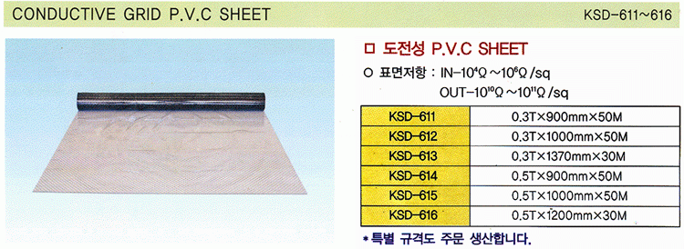 CONDUCTIVE GRID  P.V.C SHEET (KSD-611~616)