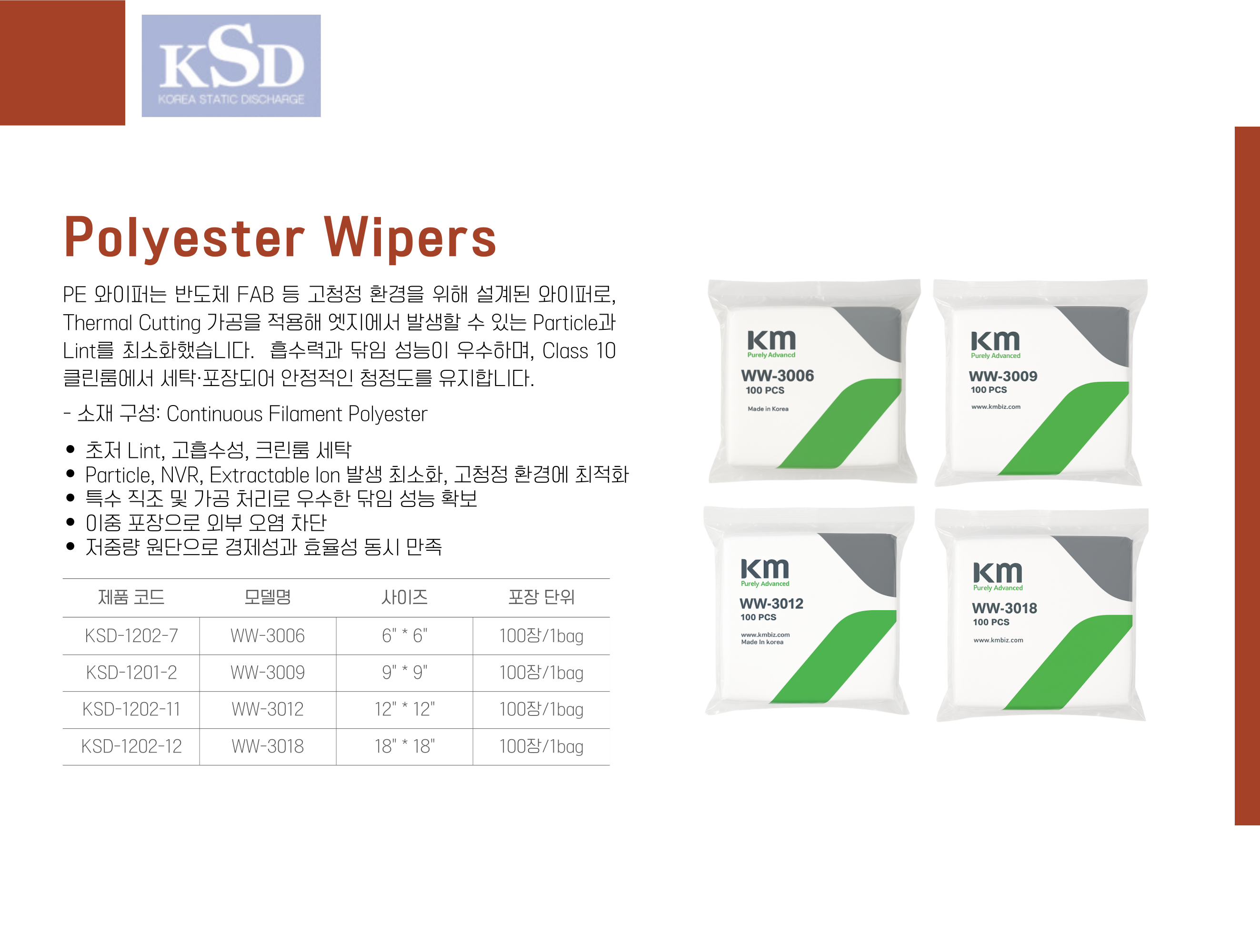 [KSD-1202-2, 7, 11, 12] Polyester Wipers 폴리에스터 와이퍼