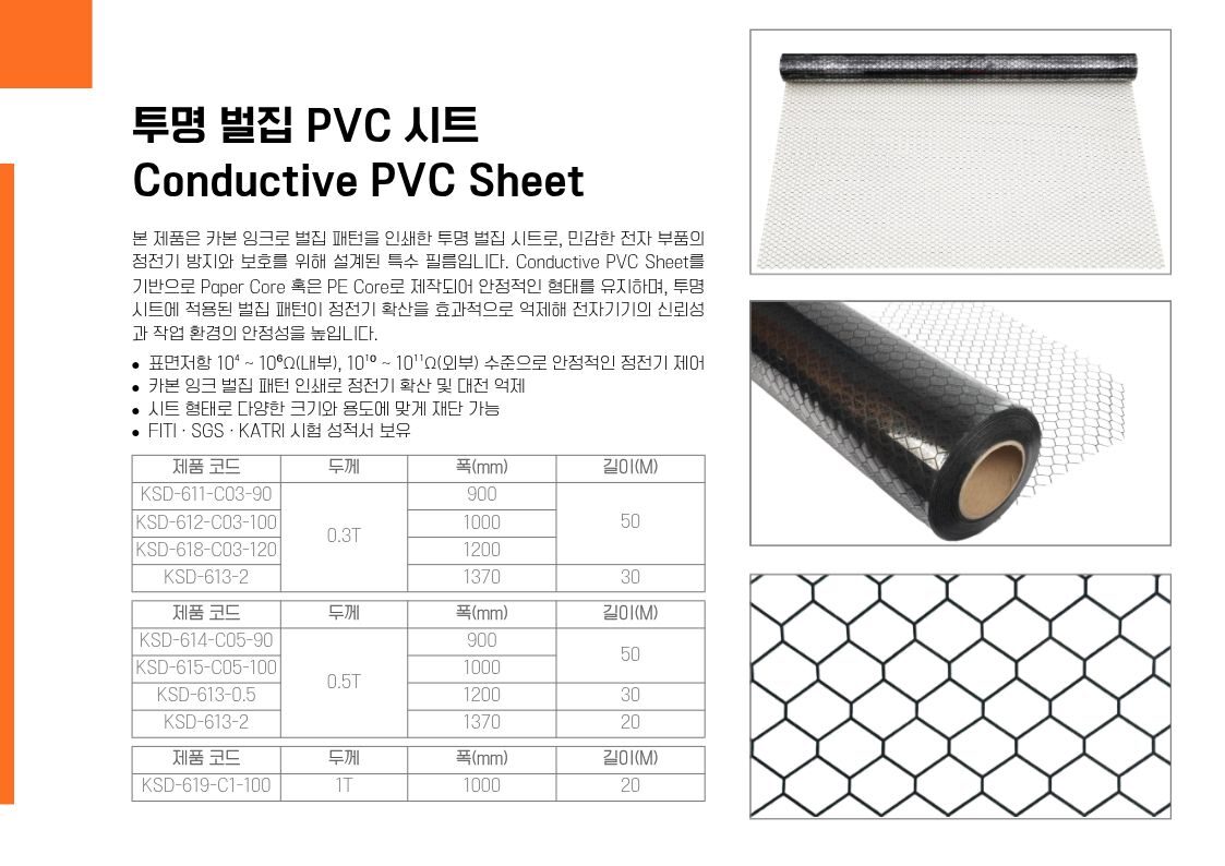 투명 벌집 PVC 시트(Conductive PVC Sheet)